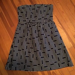 Gap size 12 Cotton/Linen Navy Dot Strapless Dress